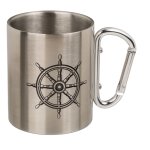 Tasse Edelstahl Karabiner Maritim Becher Kaffeetasse Edelstahltasse wandern