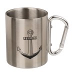 Tasse Edelstahl Karabiner Maritim Becher Kaffeetasse Edelstahltasse wandern