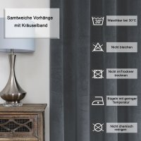 Vorhang Kräuselband Verdunkelung 300x245 cm Samt...