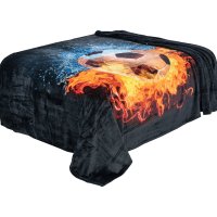 Kuscheldecke flauschig Fußball 150x200 cm Wohndecke Decke EM Charakter Tagesdecke Flammen