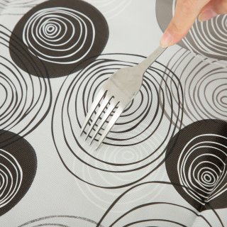 Wachstuch Tischdecke Kreise weiß schwarz rund abwaschbar Gartentischd, 12,95 €