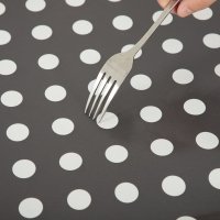Wachstuch Tischdecke schwarz mit weißen Punkten rechteckig abwaschbar Gartentischdecke fleckenabweisend