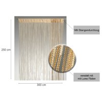 Fadenvorhang Lurex Stangendurchzug 300x250 cm Metallic-Effekt Vorhang Fadengardine