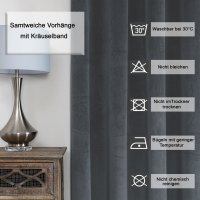 Vorhang 2er Set Kräuselband Verdunkelung 300x245 cm Samt weich blickdicht Gardine