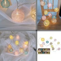 LED Lichterkette 10 pastellfarbene Kugeln Partybeleutung...