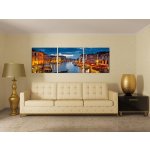 Wandbild Holzrahmen 3-teiliges -Set Venedig bei ruhiger Nacht Lichter Dekoration