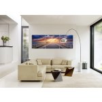 Wandbild Holzrahmen 3-teiliges -Set Pier Sonnenuntergang Meer Wolken Dekoration