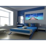 Wandbild Holzrahmen 3-teiliges -Set Bungalows Holzsteg Meer Himmel Dekoration