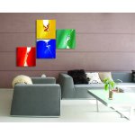 Wandbild Holzrahmen 4-teiliges -Set posierende Frauen 4 farbiger Hintergrund Dekoration