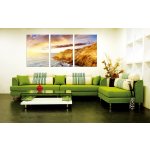 Wandbild Holzrahmen 3-teiliges -Set 70x150 cm Klippen Sonnenuntergang Meer Himmel Dekoration