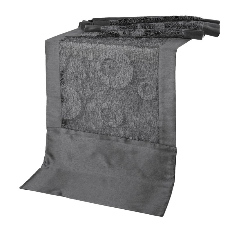 Tischläufer 40x180 cm grau silber schimmernd transparent modernes Kre, 18,95 €