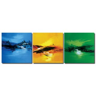 Wandbild Holzrahmen 3-teiliges -Set abstrackt Natur Wasserfall  Dekoration
