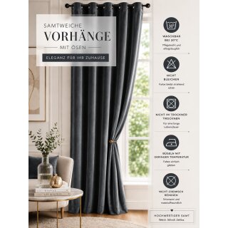 Verdunkelungsvorhang Samt weich 140x245 cm Anthrazit Ösen Vorhang bli, 24,95 €