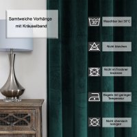 Verdunkelungsvorhang Samt weich 140  x  225 cm Vorhang Kräuselband Gardine blickdicht U-Band abdunkelnd