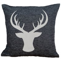 Kissenbezug 45 x 45  Hirsch Geweih Kopf Dekokissen Weihnachten Kissenhülle Zierkissen