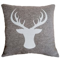 Kissenbezug 45 x 45  Hirsch Geweih Kopf Dekokissen Weihnachten Kissenhülle Zierkissen