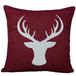 Kissenbezug 45 x 45  Hirsch Geweih Kopf Dekokissen Weihnachten Kissenhülle Zierkissen