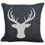 Kissenbezug 45 x 45  Hirsch Geweih Kopf Dekokissen Weihnachten Kissenhülle Zierkissen