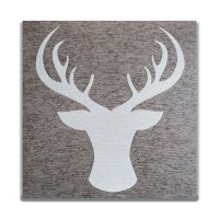 Kissenbezug 45 x 45 Beige Hirsch Geweih Kopf Dekokissen Weihnachten Kissenhülle Zierkissen