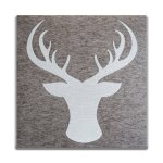 Kissenbezug 45 x 45 Beige Hirsch Geweih Kopf Dekokissen Weihnachten Kissenhülle Zierkissen