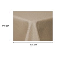 Tischdecke Leinenoptik 110x140 cm eckig Beige Natur beschichtet wasserabweisend Lotuseffekt fleckenabaweisend