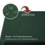 Tischdecke 135x200 cm gr&uuml;n dunkel eckig beschichtet Leinenoptik wasserabweisend Lotuseffekt