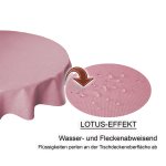 Tischdecke rund 140 cm &Oslash; altrosa beschichtet Leinenoptik wasserabweisend Lotuseffekt