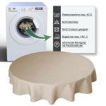 Tischdecke rund 180 cm Ø beschichtet Leinenoptik wasserabweisend Lotuseffekt