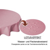 Tischdecke rund 180 cm &Oslash; altrosa beschichtet Leinenoptik wasserabweisend Lotuseffekt