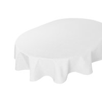 Tischdecke 130x220 cm wei&szlig; oval beschichtet Leinenoptik wasserabweisend Lotuseffekt
