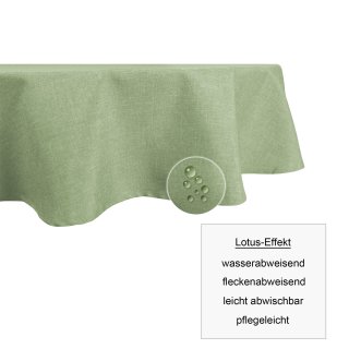 Tischdecke 130x220 cm grün hell oval beschichtet Leinenoptik wasserabweisend Lotuseffekt