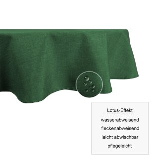 Tischdecke 130x220 cm grün dunkel oval beschichtet Leinenoptik wasserabweisend Lotuseffekt