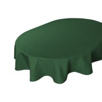Tischdecke 130x220 cm grün dunkel oval beschichtet Leinenoptik wasserabweisend Lotuseffekt