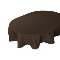 Tischdecke 130x220 cm braun oval beschichtet Leinenoptik wasserabweisend Lotuseffekt