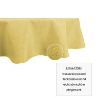 Tischdecke 130x220 cm gelb oval beschichtet Leinenoptik wasserabweisend Lotuseffekt