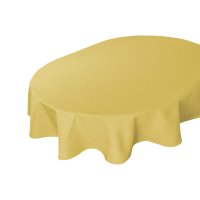 Tischdecke 130x220 cm gelb oval beschichtet Leinenoptik wasserabweisend Lotuseffekt