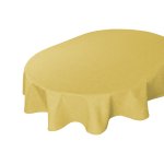 Tischdecke 130x220 cm gelb oval beschichtet Leinenoptik wasserabweisend Lotuseffekt