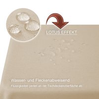Tischdecke 130x300 cm ecru eckig beschichtet Leinenoptik wasserabweisend Lotuseffekt