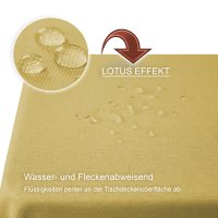 Tischdecke 130x300 cm gelb eckig beschichtet Leinenoptik wasserabweisend Lotuseffekt
