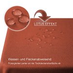 Tischdecke 130x160 cm terracotta eckig Leinenoptik wasserabweisend beschichtet