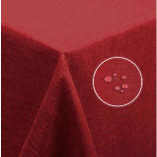 Tischdecke 110x140 cm rot eckig beschichtet Leinenoptik wasserabweisend