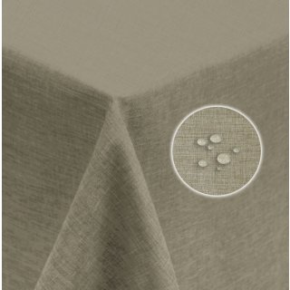 Tischdecke 130x300 cm khaki eckig beschichtet Leinenoptik wasserabweisend Lotuseffekt
