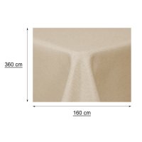 Tischdecke 160x360 cm ecru eckig beschichtet Leinenoptik wasserabweisend Lotuseffekt