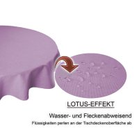 Tischdecke rund 220 cm Ø beschichtet Leinenoptik wasserabweisend Lotuseffek