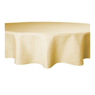 Tischdecke rund 220 cm Ø gelb beschichtet Leinenoptik wasserabweisend Lotuseffekt