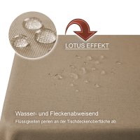 Tischdecke 130x340 cm natur beige eckig beschichtet Leinenoptik wasserabweisend Lotuseffekt