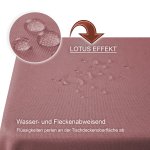 Tischdecke 130x340 cm altrosa eckig beschichtet Leinenoptik wasserabweisend Lotuseffekt