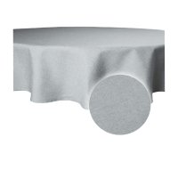 Tischdecke rund 140 cm Ø silber beschichtet Leinenoptik wasserabweisend Lotuseffekt
