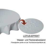 Tischdecke rund 140 cm &Oslash; silber beschichtet Leinenoptik wasserabweisend Lotuseffekt