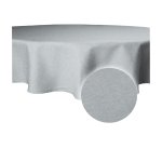 Tischdecke rund 140 cm Ø silber beschichtet Leinenoptik wasserabweisend Lotuseffekt